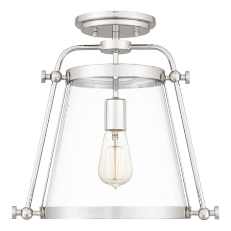 Quoizel Cardiff 1-Light Polished Nickel Semi-Flush Mount QFL5344PK